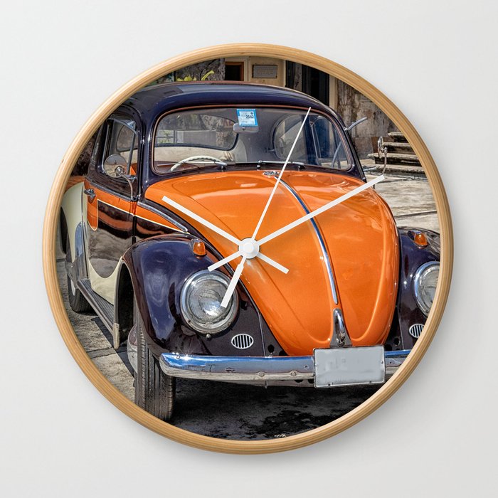 Black and orange vintage car Wall Clock