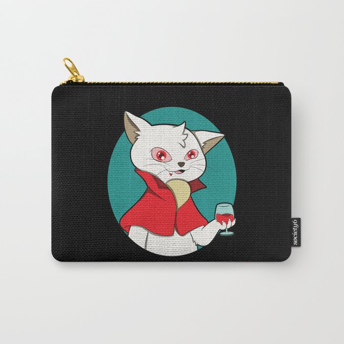 Creepy White Vampire Cat Costume Carry-All Pouch