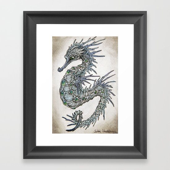 cerulean seahorse Framed Art Print