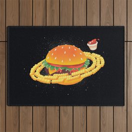 Galactic Cheeseburger & Fries Outdoor Rug