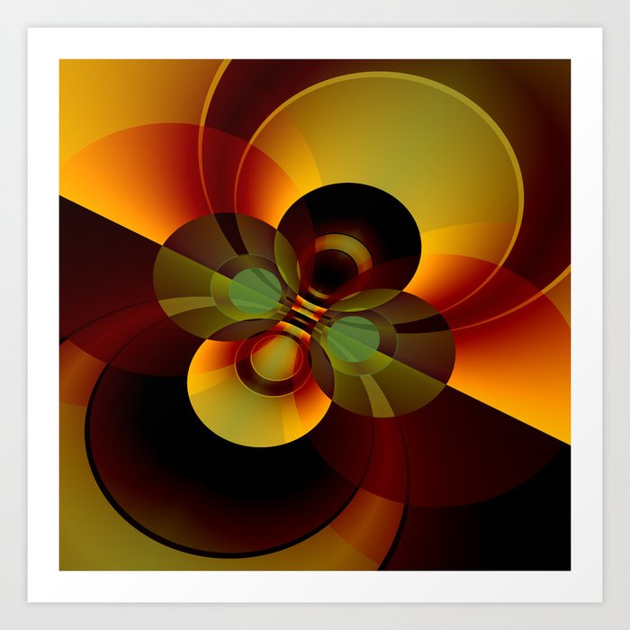 Brown And Gold Circles Geometric Abstract Art Print By Tjustleft