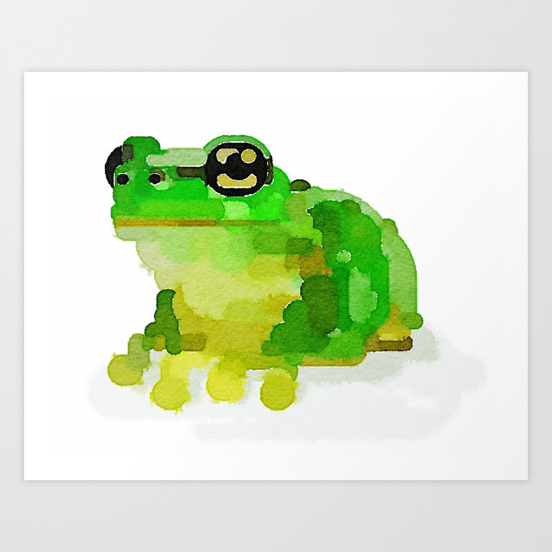 Happy Frog Watercolor Painting Art Print By Mozayix Society6