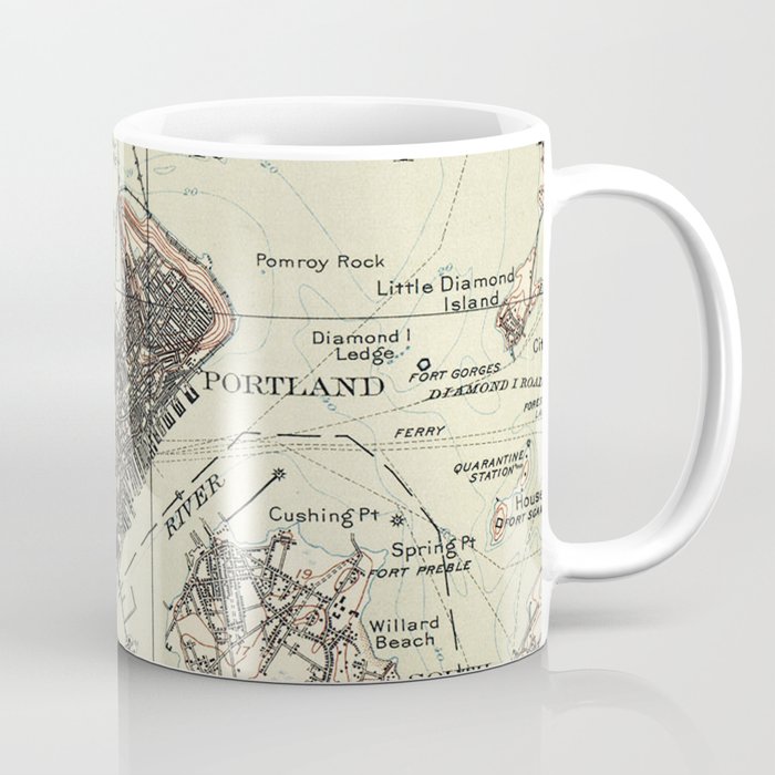 Vintage Map of Portland Maine (1914) Coffee Mug
