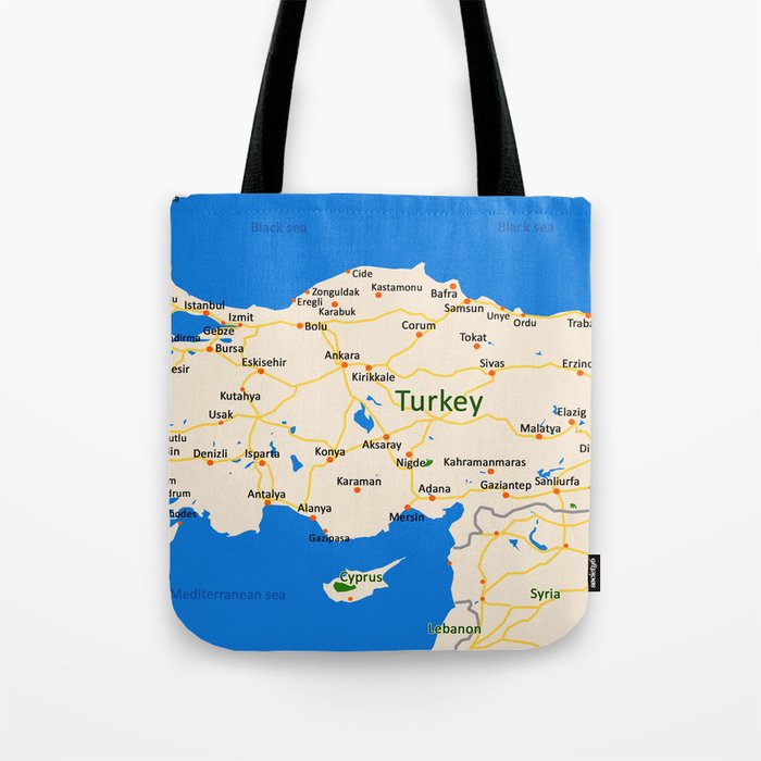 Turkey Map Design Tote Bag
