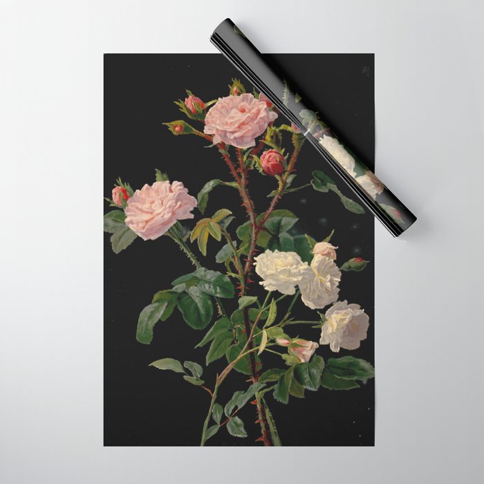 black flower wrapping paper
