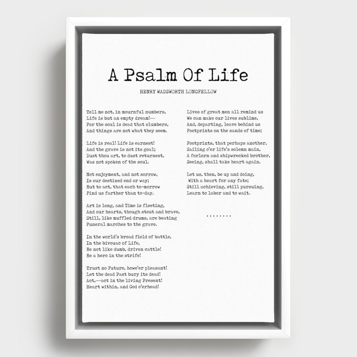 A Psalm Of Life - Henry Wadsworth Longfellow Poem - Literature - Typewriter Print 2 Framed Canvas