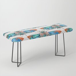 Ornamental Scarab – Turquoise & Coral Bench
