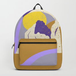 Mid Century Modern Mountains Rainbow Gold Purple Yellow Beige Backpack