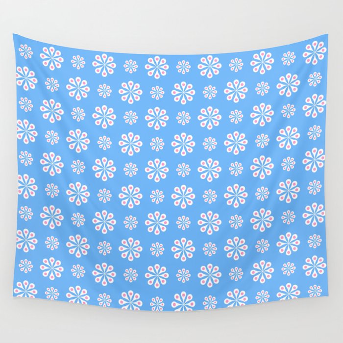 geometric flower 60 blue and pink Wall Tapestry