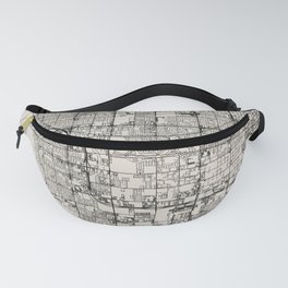 Spring Valley USA - City Map Drawing - Black and White - Aesthetic Design Fanny Pack