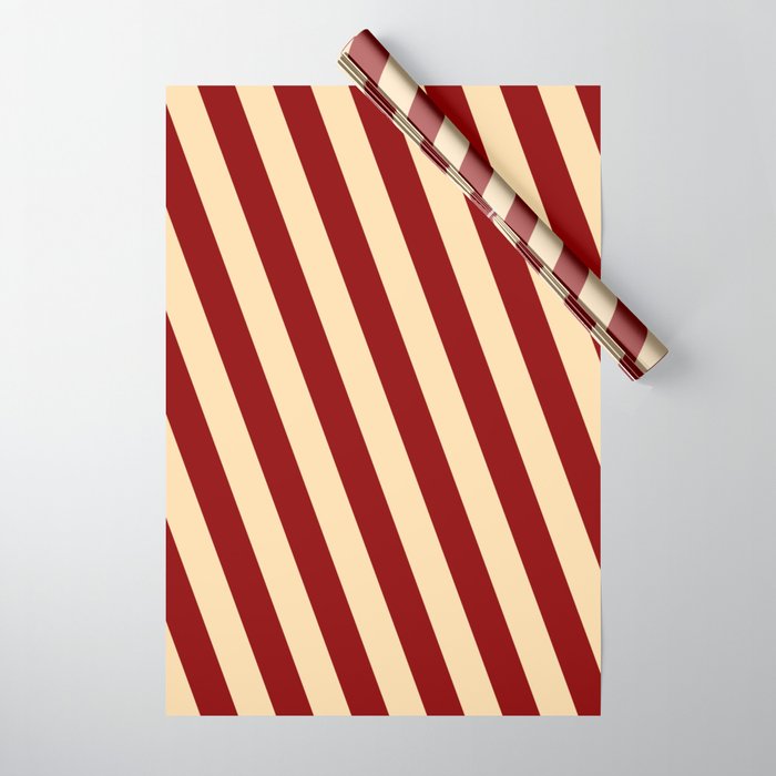 Dark Red & Tan Colored Lines Pattern Wrapping Paper