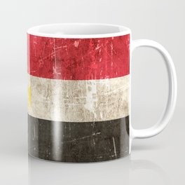 Vintage Aged and Scratched Egyptian Flag Coffee Mug