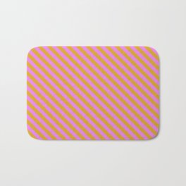 [ Thumbnail: Violet & Goldenrod Colored Pattern of Stripes Bath Mat ]