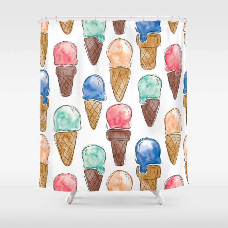 Retro Palette Shower Curtain By Rebecca, Ice Cream Shower Curtain