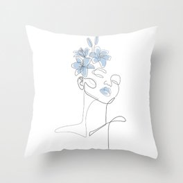 Blue Lily Girl Throw Pillow