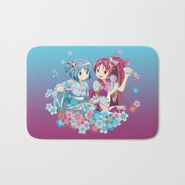 Sayaka Miki & Kyoko Sakura - Love Yukata edit. Bath Mat | Illustration, Comic, Vector, Love 