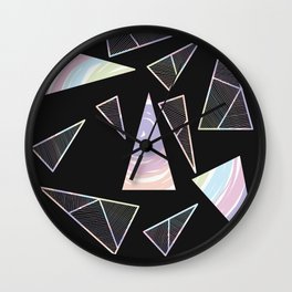 Abstract Artwork Pattern of Color Triangles on a Black Background Style #04 Wall Clock