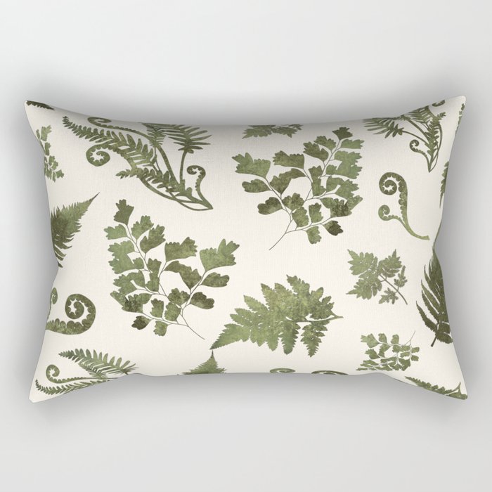 Green Fern Medley Rectangular Pillow