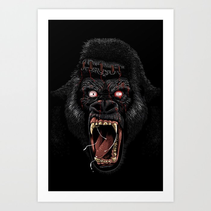 Zombie Gorilla Art Print