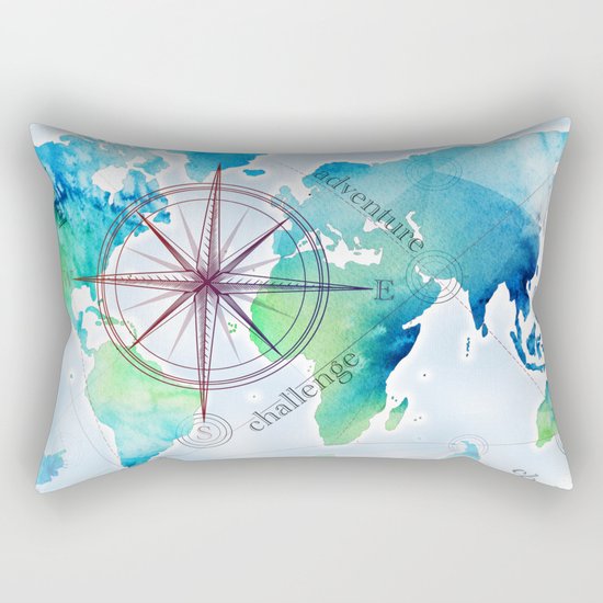 Watercolor map Rectangular Pillow