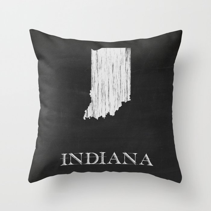 Indiana State Map Chalk Drawing Throw Pillow