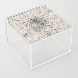 Springfield, Missouri - USA - Black and White Minimal City Map Acrylic Box