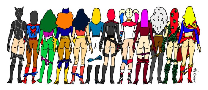 Superhero Butts - Girls Superheroine Butts LV V Neck T Shirt by Notsniw