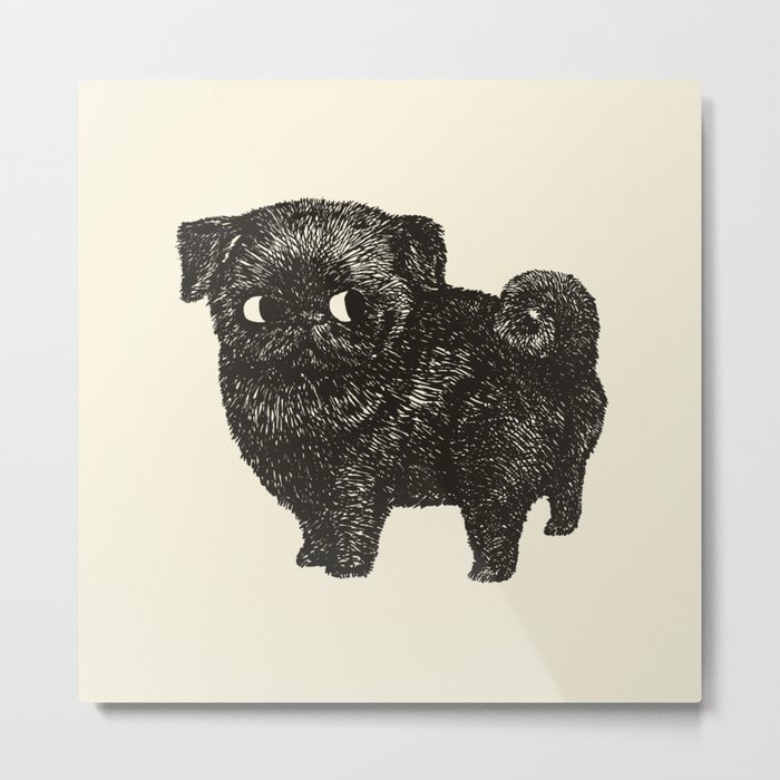 Black Pug Metal Print