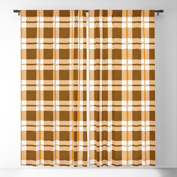 Autumn Orange Tartan Plaid Pattern Blackout Curtain