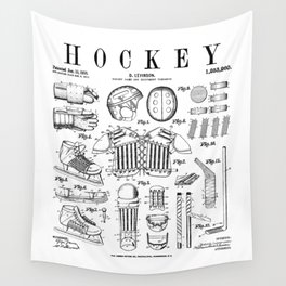 Ice Hockey Player Winter Sport Vintage Patent Print Wall Tapestry