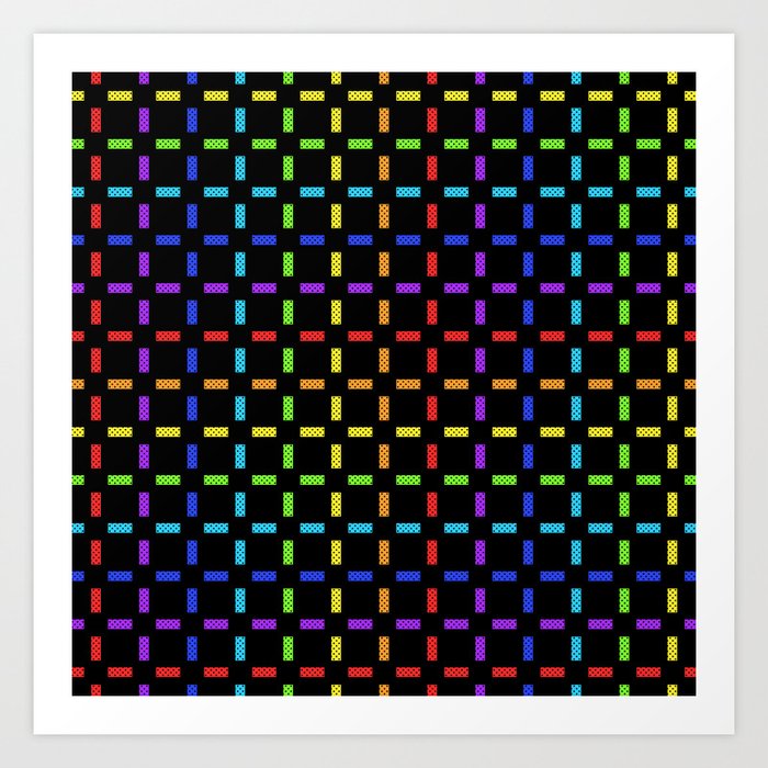 Rainbow Grid Doted Dark Art Print