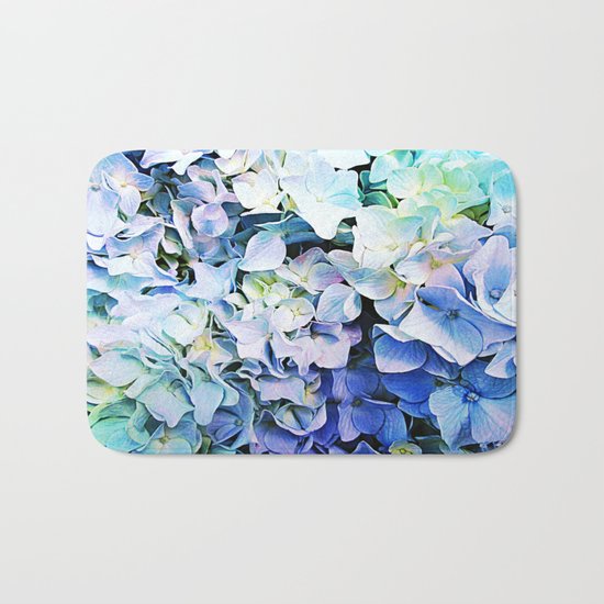 Soft Tri-Color Pastel Hydrangea Bath Mat