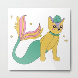 Cat Mermaid Metal Print | Cat, Mermaid, Mermaidcat, Curated, Graphicdesign, Catlady, Fairycore, Animal, Catmermaid, Mercat 