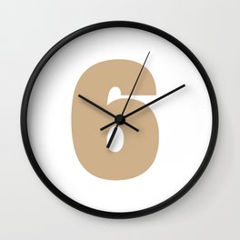 6 (Tan & White Number) Wall Clock