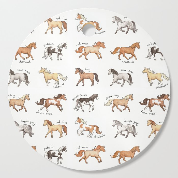 Horses - different colours and markings illustration Cutting Board