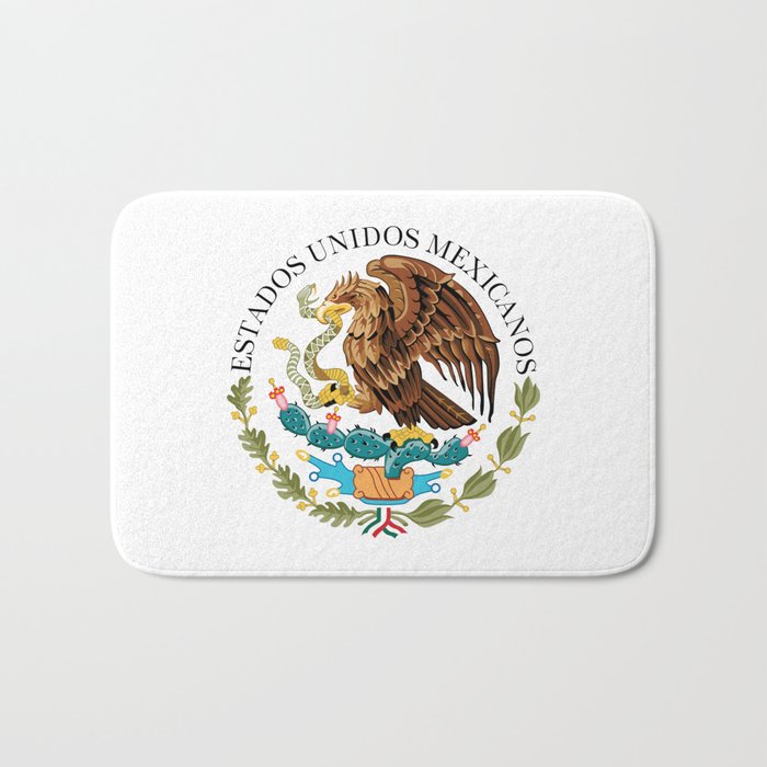 Coat of Arms & Seal  of Mexico on white Bath Mat