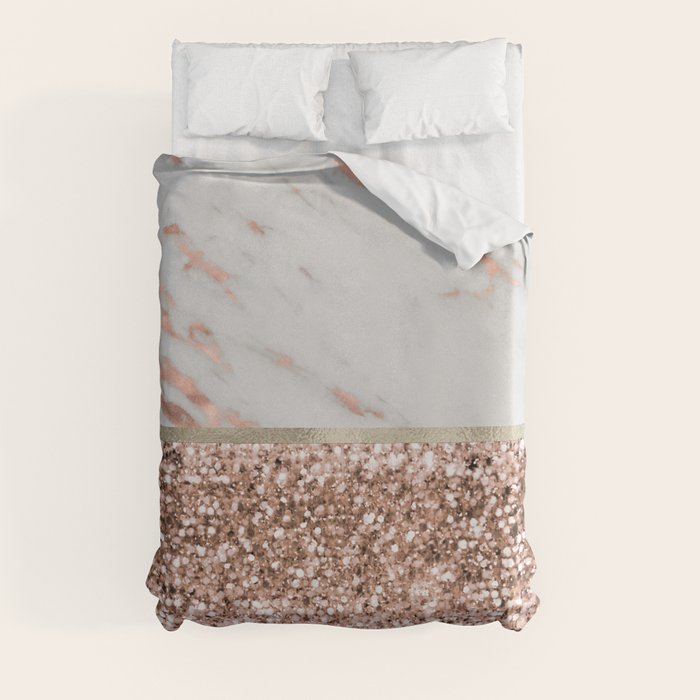 Warm chromatic rose gold marble Duvet Cover by marbleco Society6