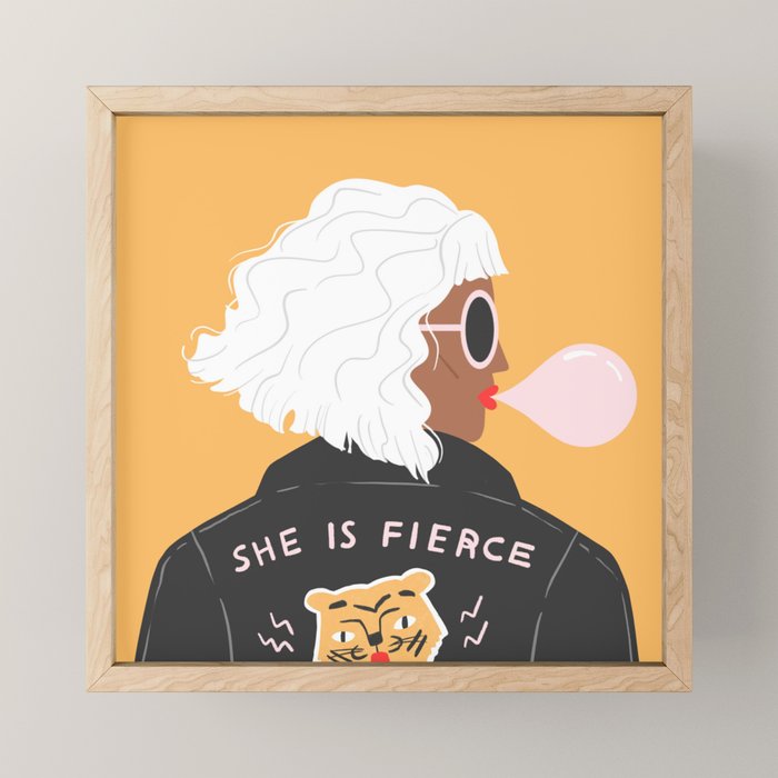 She Is Fierce Framed Mini Art Print by Charly Clements Society6