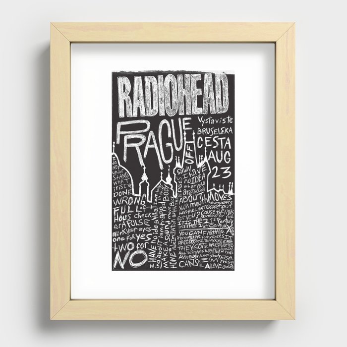 Radiohead Prague Poster Chalk Recessed Framed Print