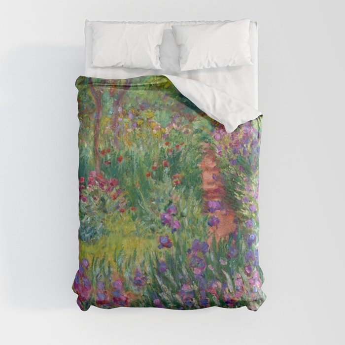 Claude Monet The Iris Garden At Giverny Duvet Cover