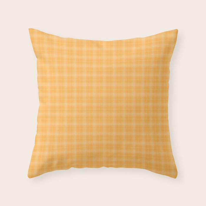 Bright Chalky Pastel Orange Tartan Plaid Throw Pillow By