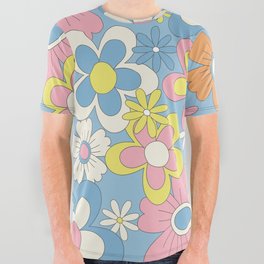 Retro vintage background with flowers All Over Graphic Tee