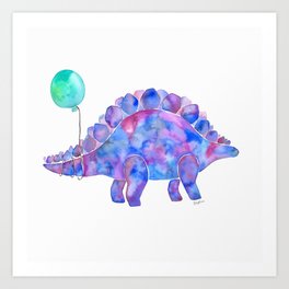 Tie Dye Stegosaurus with Balloon Art Print