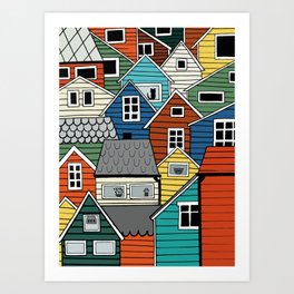 Colorful houses in Norway Art Print