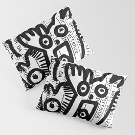 Creatures Graffiti Black and White on French Train Ticket Pillow Sham