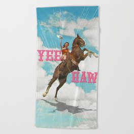 YEE HAW Beach Towel | Yee Haw, Pop, Typography, Collage, Horse, Horse Riding, Yeehaw, Cowboy, Horses, Clouds 