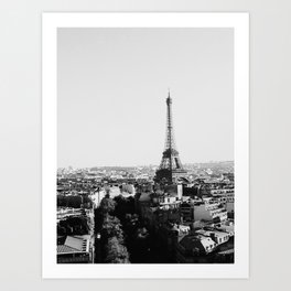 Paris City Sky // Eiffel Tower City Landscape Photography Shot from the top of Champs Elysees France Art Print