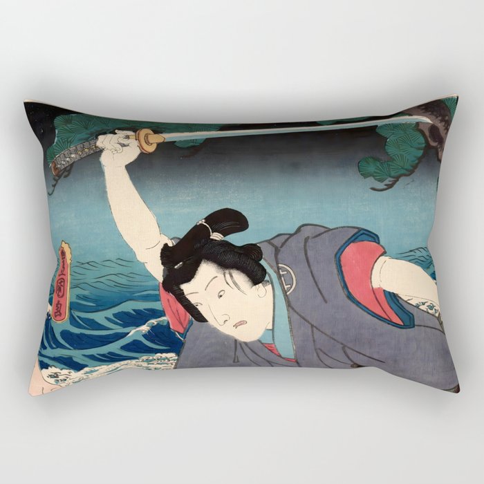 Gonpachi Fighting at Suzugamori (Utagawa Kunisada) Rectangular Pillow