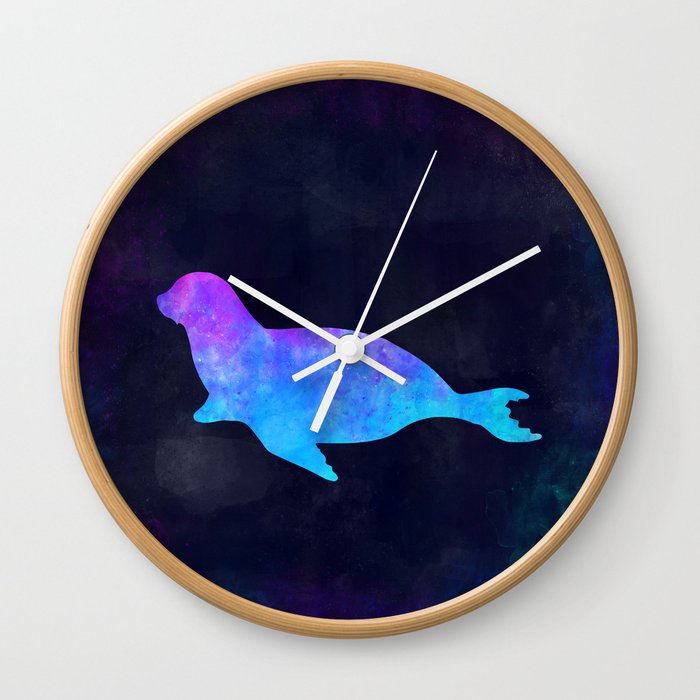 Seal In Space Animal Graphic Art Watercolor Canvas Painting