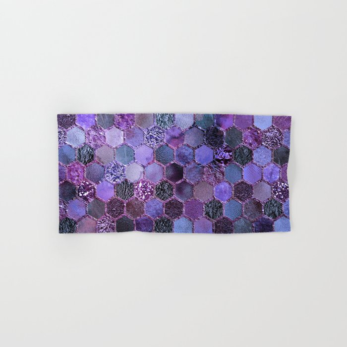 Purple geometric hexagonal elegant & luxury pattern Hand & Bath Towel